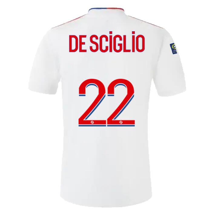 2021/22 Olympique Lyonnais Home Kit Soccer Jersey with DE SCIGLIO 22 printing